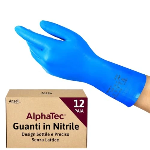 Tijdelijke aanbieding: Ansell Alphatec 37-310 Dunne Nitrilhandschoenen, Voor Voedselbereiding, Reiniging En Mechanisch Gebruik, Herbruikbare Grote Werkhandschoen, Blauw, Maat M (12 Paar) van 14.49 € naar 14.49 € (0.00% korting)