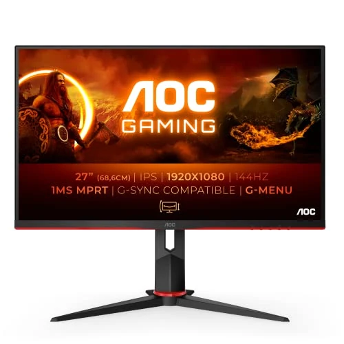 AOC Gaming 27G2-27 Zoll FHD Monitor, 144 Hz, 1ms (1920x1080, HDMI, DisplayPort, Free-Sync) schwarz/rot