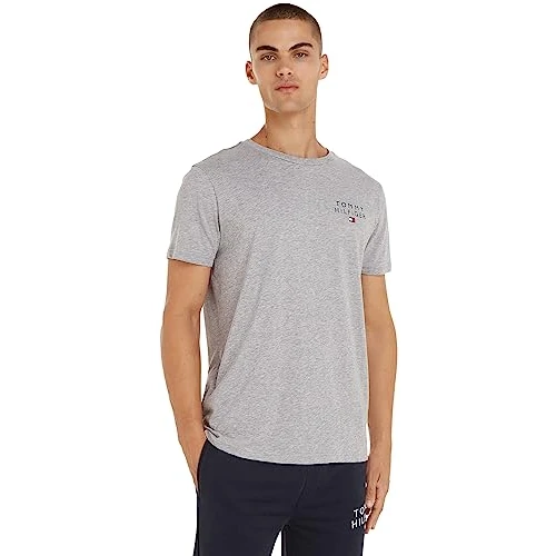 Offre limitee: Tommy Hilfiger T-Shirt Manches Courtes Homme Col Ras-du-Cou, Gris (Light Grey Heather), L de 39.90 EUR a 23.00 EUR (economie 42%)