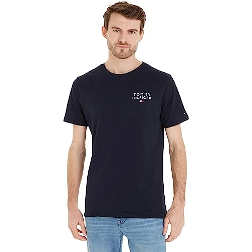 Limited-time offer: Tommy Hilfiger Men's Short Sleeve Round Neck T-Shirt, Blue (Desert Sky), M from 36.00 GBP to 23.07 GBP (save 36%)