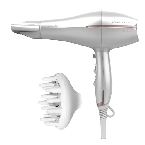 Cecotec Ionic Hair Dryer Bamba IoniCare 5300 Maxi Aura. 220W, Real ion and large air flow, Cold air function, 2 speeds and 3 temperatures (2.8 White)