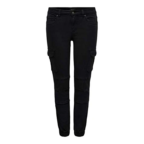 Only Onlmissouri Reg Ankl Cargo Noos 15170889 Jeansy, Czarny, 42W / 30L