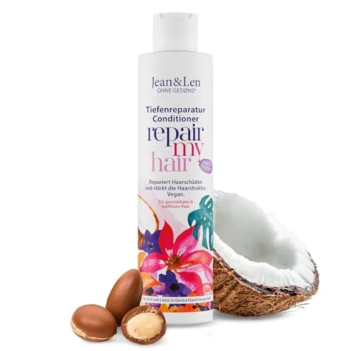 Offerta a tempo: Jean & Len Balsamo Repair Cocco & Macadamia, per capelli danneggiati e fragili, aiuta a riparare i danni, dona morbidezza ed elasticità, senza parabeni né siliconi, vegano, 300 ml - 30% da 10.97 € a 7.70 €