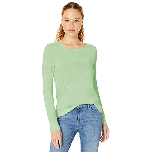 Amazon Essentials Damen Leichter, Langärmeliger Pullover Mit Rundhalsausschnitt (Erhältlich in Übergröße), Kräftiges Minzgrün, M