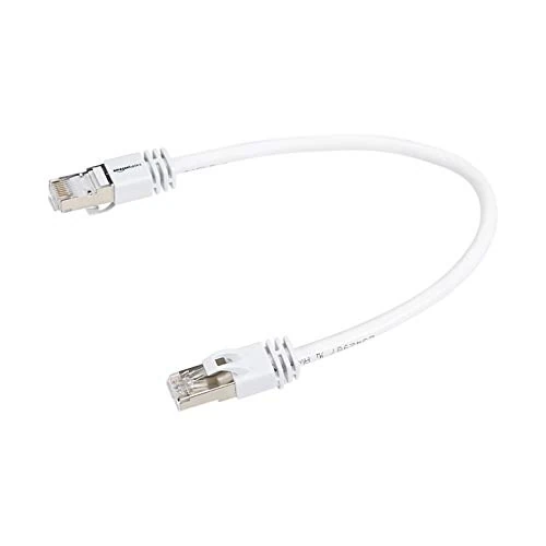 Amazon Basics Cable para internet Ethernet Gigabit de banda ancha RJ45 Cat 7, 0.3 m (paquete de 5), Blanco