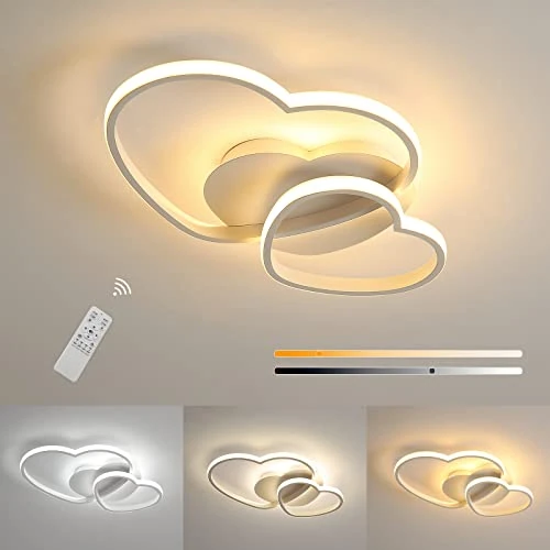 Limited-time offer: Riserva Dimmable LED Ceiling Light, 64W Heart Ceiling Lamp Modern, 3000K-6500K, Chandelier White with Remote Control for Bedroom, Dining Room, Kitchen, Children's Room from 56.90 GBP to 56.90 GBP (save 0%)