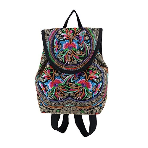 Enzege Zaino in Stile Etnico,Borsa a Zainetto Tracolla per Donna Viaggio