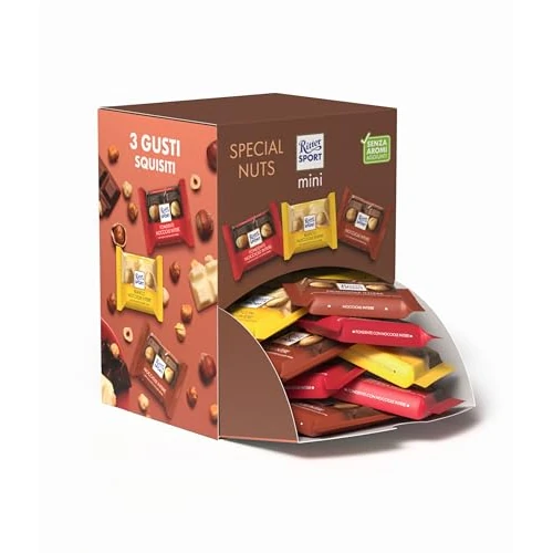 Ritter Sport Mini Special Nuts, Mix Cioccolatini con Croccanti Nocciole, Cioccolato Bianco, Cioccolato al Latte, Cioccolato Fondente, 56 Pezzi, 934 g