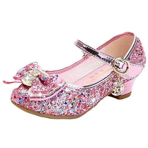 Offerta a tempo: Mama Stadt Scarpe Principessa Bambina Tacco Glitterate, Cosplay con Paillettes, Eleganti per Cerimonia Festa, Rosa/ 27 - 0.00% da 35.88 € a 35.88 €