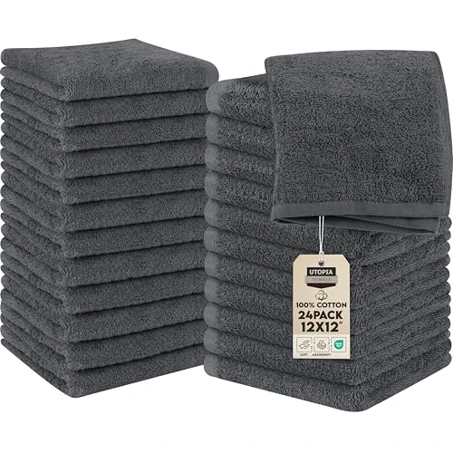 Tijdelijke aanbieding: Utopia Handdoeken - Katoenen Washandjes Set - 30 x 30 cm, Wit - 100% Ring Spun Katoen, Premium Kwaliteit Flanellen, Zeer Absorberend en Zacht Aanvoelende Vingertop Handdoeken (24-Pack,Grijs) van 29.99 EUR naar 29.99 EUR (korting 0%)