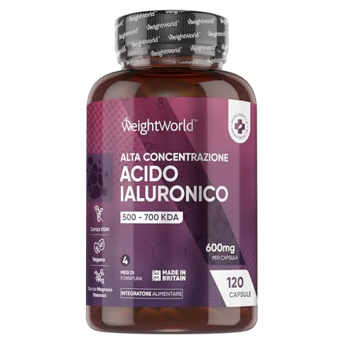 Begrenztes Angebot: Hyaluronsäure Kapseln - 600mg pro Kapsel - 120 vegane Hyaluron Capsules - 4 Monate Vorrat - Molekülgröße (500-700 KDA) - Hyaluronic Acid - Alternative zu Seren - WeightWorld von 21.99 EUR auf 18.69 EUR (Rabatt 15%)