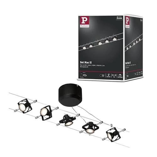 Tijdelijke aanbieding: Paulmann 94290 kabelsysteem Mac II hoekig max. 5x10 watt plafondlamp zwart mat touw lamp metaal, kunststof staaldraad GU53, set van 5, 5er-Set van 60.06 € naar 60.06 € (0.00% korting)