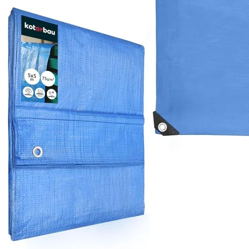 Offerta a tempo: KOTARBAU® Telo Impermeabile Esterno 5 x 5 m, Blu, 60 g/m² - 0.00% da 22.79 € a 22.79 €