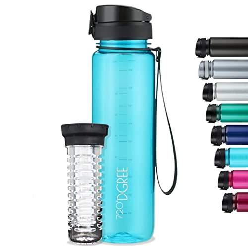 Limited-time offer: 720°DGREE Water Bottle “uberBottle“ - 1 L crystalClear +Fruit-Infuser - BPA-Free Tritan, Leakproof, Reusable Drinking Bottle - Sports Bottle for Gym, Fitness, Cycling, Travel, Kids, School Office from 20.50 GBP to 20.50 GBP (save 0%)
