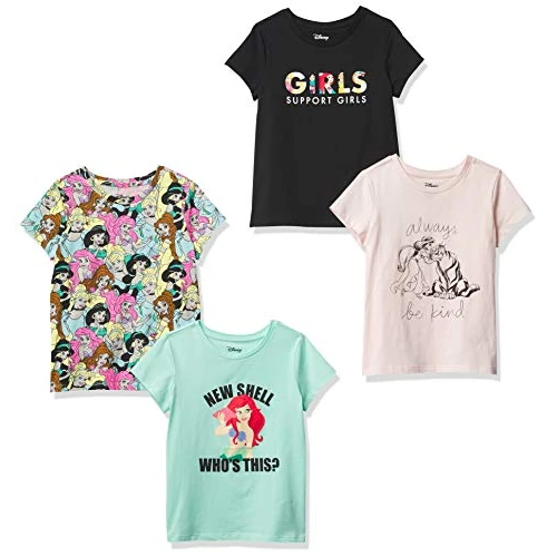 Offerta a tempo: Amazon Essentials Disney | Marvel | Star Wars | Frozen | Princess T-Shirt a Maniche Corte Bambine e Ragazze, Pacco da 4, Nero/Verde/Rosa/Potere alle Principesse, 4 Anni - 0.00% da 20.04 € a 20.04 €