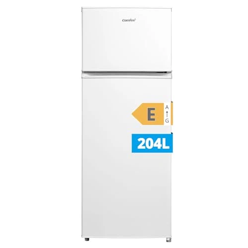 COMFEE' RCT210WH2(E) Koelkast met twee deuren, 204 l, instelbare temperatuurregeling, ledlicht, wit [energie-efficiëntieklasse E]