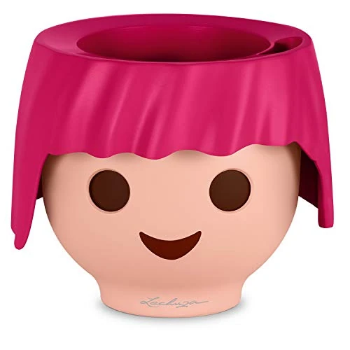 Lechuza – Pot de Fleurs d'Interieur Playmobil – Ojo – Réserve d'Eau Intégrée – Coloris Rose Rubis – Ø 21 x 15,8 cm