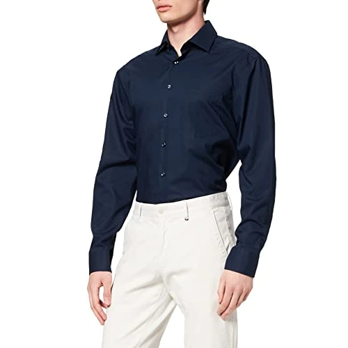 Oferta limitada: Seidensticker Regular Bügelfrei Kent Langarm, Camisa para Hombre, Azul (Dunkelblau), 43 de 35.91 EUR a 35.91 EUR (ahorro 0%)
