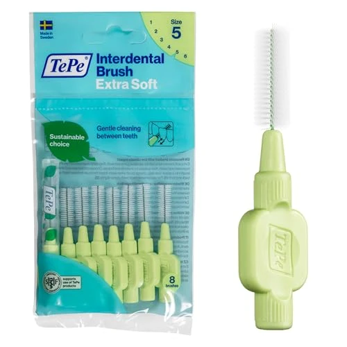 Limitiertes Angebot: TePe Interdentalbürste, Extra Soft, Grün, 0,8 mm/ISO 5, 8 Stk., Plaque-Entfernung, effiziente Reinigung der Zahnzwischenräume, für große Lücken von 5.14 EUR auf 5.14 EUR (Spare 0%)