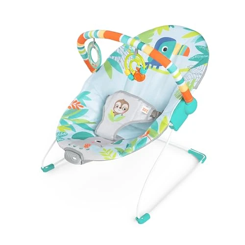 Begrenztes Angebot: Bright Starts, Rainforest Vibes Babywippe Babyschaukel mit Vibrationen, Spielbogen, 2 Spielzeugen, Sicherheitsgurt und rutschfesten Füßen von 24.20 EUR auf 24.20 EUR (Rabatt 0%)