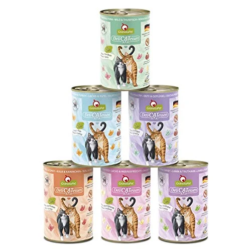 GranataPet Delicatessen Multipack 1 - Wet Cat Food - Complete Grain Free Food - High in Meat and Premium Oils - 6 x 400 g
