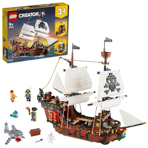 Offre limitée : LEGO 31109 Creator Bateau Pirate 3en1: Jouet de Construction d'Aventure, Éducatif et Créatif, Transformable en Auberge & Île au Crâne, pour Enfants de 9 Ans et Plus de 104.62 EUR à 104.62 EUR (remise 0%)