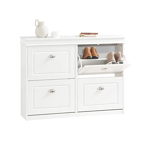Offerta a tempo: SoBuy Scarpiera Salvaspazio Slim Mobiletto da Ingresso con 4 Ante a Ribalta, Armadio Portascarpe Scarpiera Moderna per Ingresso, Corridoio o Camera da Letto 105x24x83cm Bianca FSR79-W - 0.00% da 119.95 € a 119.95 €