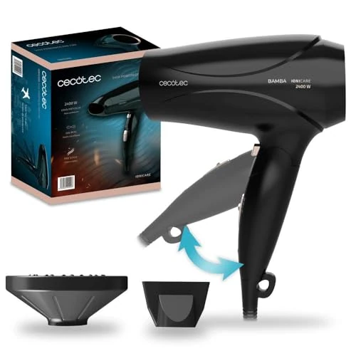 Oferta limitowana: Cecotec Bamba IoniCare 5450 Power&Go Pro Fire Ionic Suszarka do włosów, moc 2400 W, prawdziwy jon, wysoki przepływ i funkcja zimnego powietrza, w zestawie dyfuzor, czarny z brązowymi detalami z 56.53 zł na 56.53 zł (oszczędź 0.00%)
