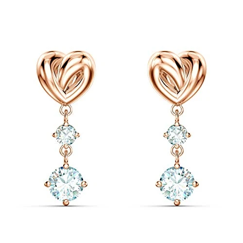 Swarovski Lifelong Heart drop earrings, Heart, White, Rose gold-tone plated