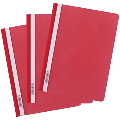 Offerta a tempo: D.RECT Confezione da 25 cartelle portadocumenti in plastica formato A4 con copertina frontale trasparente, in pellicola di polipropilene, colore rosso - 14% da 8.63 € a 7.45 €
