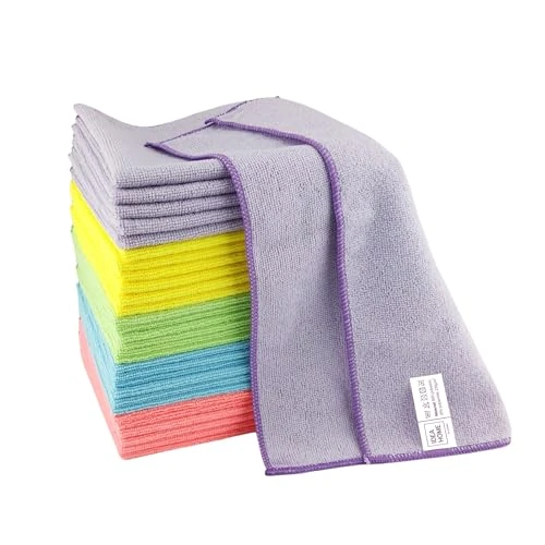 IDEA HOME Set 30 Panni in Microfibra 30x30 cm – Panni Multicolore Ultra Assorbenti e Asciugatura Rapida – Panni Multiuso per Casa Cucina Ufficio Vetri Specchi Schermi