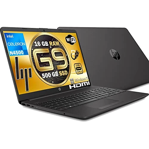 HP Ordinateur Portable Nouveau MODÈLE 2022 G9 PC Portable Intel n 4500 16 Go Ram SSD PCI Nvme 500 Go 15,6 écran antireflet 3 USB hdmi LAN wi-FI Win 11 Pro, N4500 Open Office