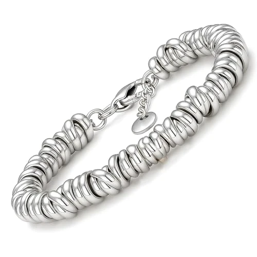 Oferta limitada: SAGA GIOIELLI - Pulsera Mujer en Acero Inoxidable Entrelazado, Regalos Originales para Mujer, Niña, Chica, Madre, Amiga, Brazalete Ajustable De 17,5 a 20,5 cm de 11.99 € a 11.99 € (ahorro 0.00%)