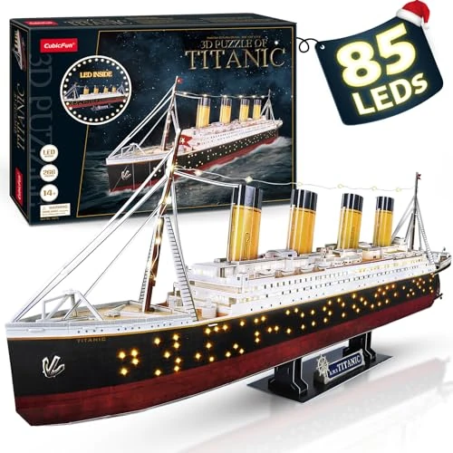 Offerta a tempo: CubicFun Puzzle 3D LED Titanic - Regali di San Valentino Grande Nave Modello Kit di Costruzione Giocattoli per Adulti e Adolescenti,266 Pezzi - 25% da 45.99 € a 34.49 €