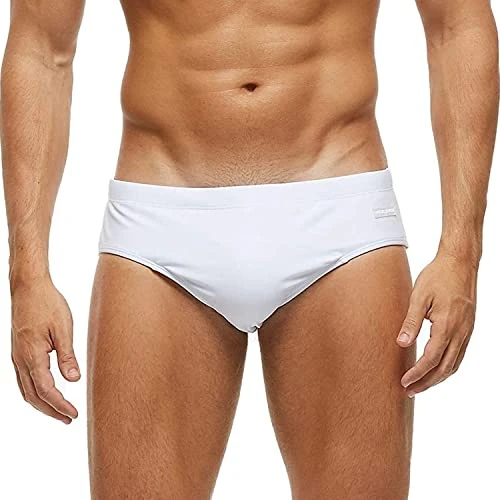 Tijdelijke aanbieding: Arcweg herenzwembroek, slip met lage taille en verwijderbare pad, badmode, elastische strandshorts, boxers, ondergoed, Kleur: wit, M van 20.77 € naar 15.34 € (26.14% korting)