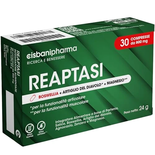 CISBANI PHARMA Reaptasi Integratore Articolazioni, Favorisce la Funzionalità Articolare, con Artiglio del Diavolo, Boswellia e Partenio, Ideale per gli Stati di Tensione Localizzati – 30 Compresse