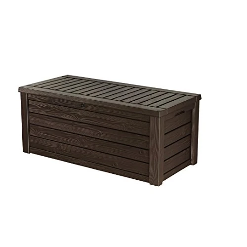 Keter Baule da giardino Westwood, Finitura Effetto Legno, Colore Marrone, Capacità 570L, 155x72,4x64,4H cm