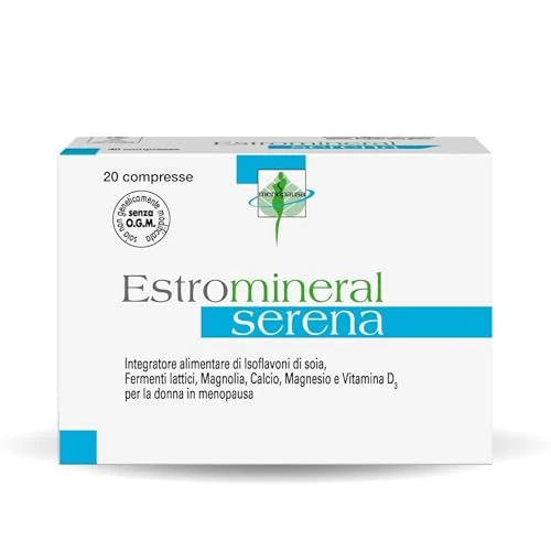 Offerta a tempo: Estromineral Serena, 20 Compresse, Integratore Menopausa con Isoflavoni di Soia, Fermenti Lattici, Magnolia, Calcio, Magnesio e Vitamina D3, Senza Glutine e Senza Lattosio — 28% da 12,48 € a 8,99 €