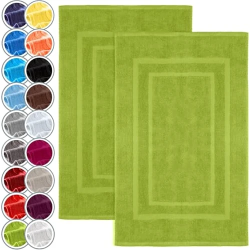 Offerta a tempo: NatureMark Set di 2 Tappeti da Bagno 50x80 cm – Cotone Spugna 800 g/m² – Tappeti Bagno Spessi e Altamente Assorbenti – Asciugatura Rapida – Senza Base in Gomma – Verde Mela - 0.00% da 25.02 € a 25.02 €
