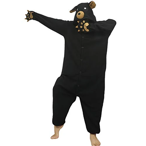 dressfan Animal Bear Onesie Bear Kostuum Cosplay Kostuum Met Poot Handschoen Zwart Wit