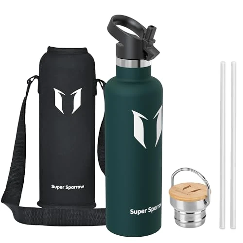 Offerta a tempo: Super Sparrow Borraccia Termica 1L - Bottiglia Termica Senza Perdite - Senza BPA Borracce Bambini - Per Scuola, Sport, Campeggio, Palestra, Ciclismo - Con 2 Tappi - 9% da 22.95 € a 20.85 €