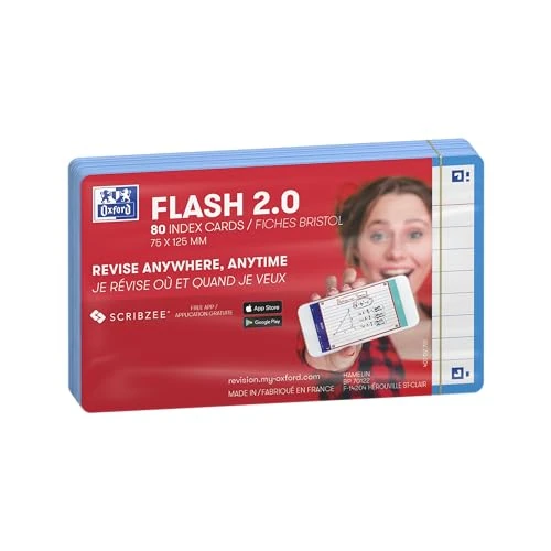 Oferta limitowana: Oxford FLASH 2.0 fiszki A7, fiszki 75 x 125 mm, w linie, turkusowe, 80 arkuszy z 35.00 zł na 35.00 zł (oszczędź 0.00%)