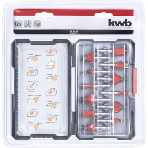 Offerta a tempo: kwb Set di frese da 12 pezzi Ø 8 mm, in metallo duro, con gambo di serraggio preciso e geometria di taglio ottimizzata per una fresatura precisa - 36% da 31.09 € a 19.99 €