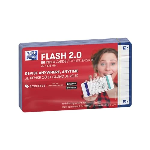 期間限定オファー: OXFORD Flash 2.0-80 Fiches Bristol Flash Cards 7,5 x 12,5cm Ligné Cadre Bleu Marine 通常価格 6.20 JPY セール価格 6.20 JPY (割引 0%)