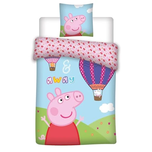 Zeitlich begrenztes Angebot: Peppa Pig Peppa Pig Bettwäsche und der Ballon, Bettdeckenset, Kissenbezug 40 x 60 cm, Bettbezug 100 x 135 cm, 100 Baumwolle Öko-TEX von 18.05 € auf 17.28 € (4% Rabatt)