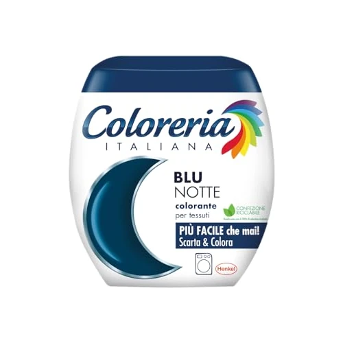 Offerta a tempo: Coloreria Italiana Grey Colorante Tessuti e Vestiti in Lavatrice, colore Blu notte, 1 Confezione, 350 g - 47% da 7.59 € a 3.99 €