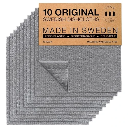 Zeitlich begrenztes Angebot: SUPERSCANDI Putzlappen im 10er Pack - 100% Biologisch Abbaubar & Kompostierbar | Wiederverwendbare & Lebensmittelsichere Spültücher Ohne Plastik | Für Jede Oberfläche Geeignete Spüllappen | Grau von 17.99 € auf 17.99 € (0.00% 