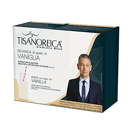 Offerta a tempo: Gianluca Mech | Tisanoreica Bevanda Proteica al Gusto di Vaniglia, 4 x 28g, Integratore Alimentare Keto con Acacia, 341kcal per 100g - 25% da 19.90 € a 15.01 €