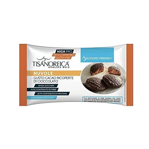 Offerta a tempo: Gianluca Mech | Tisanoreica High Pro Keto Nuvola al Cacao Ricoperta di Cioccolato, Biscotto Glycemic Friendly e Sugar Free, Fonte di Proteine, Confezione da 10 x 40g - 85% da 16.54 € a 2.56 €