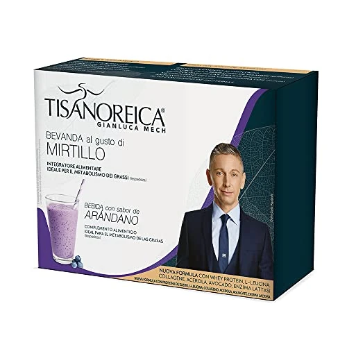 Offerta a tempo: Gianluca Mech | Tisanoreica Bevanda Proteica al Gusto di Mirtillo, 4 x 28g Integratore Alimentare Keto, Supporto Muscolare, 347kcal per 100g - 28% da 19.90 € a 14.29 €